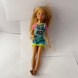 Malibu Doll in Teal, Pink & Yellow Logo Dress